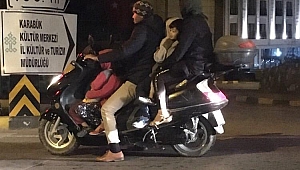 Aynı motorda 6 kişilik aile