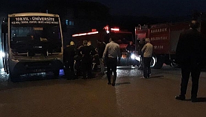 Karabük'te korku dolu anlar: Seyir halindeki otobüs yandı
