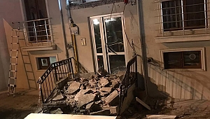 Karabük'te bina girişi çöktü, facianın eşiğinden dönüldü