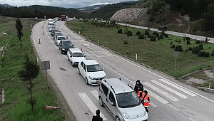 Karabük girişinde koronavirüs kuyruğu