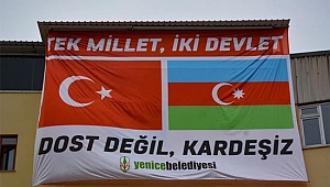 Yenice'de Azerbaycan’a dev pankartlı destek