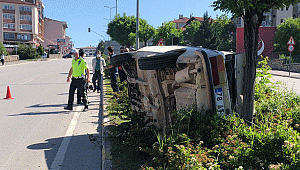 Kediye çarpmamak için kaza yaptı