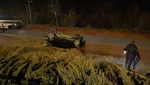 KARABÜK'TE OTOMOBİL TAKLA ATTI: 1 YARALI