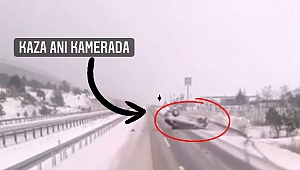 Karlı yolda kaza kamerada