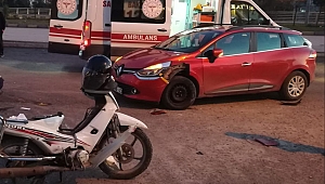 Motosiklet sürücüsü kazada yaralandı