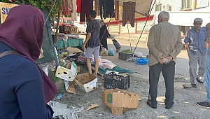 Frenleri boşalan otomobil, pazar yerine daldı!