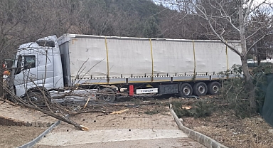 Deprem bölgesine yardım götüren TIR kaza yaptı