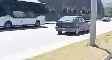 Safranbolu’da ters şeritten giden sürücü kamerada