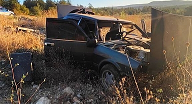 Otomobil karşı şeride geçip tarlaya uçtu