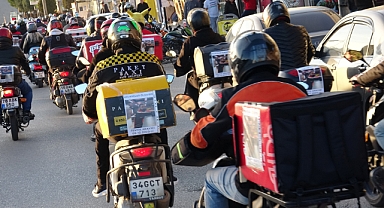 Trafik kazasında ölen motokuryenin meslektaşlarından konvoylu tepki