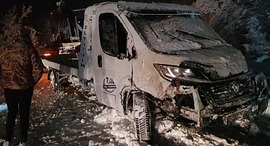 Karda kayan araç şarampole yuvarlandı