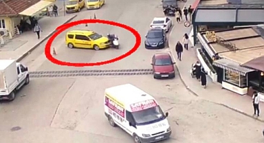 Taksiye Çarpan Motosikletin Devrilme Anlari Kamerada