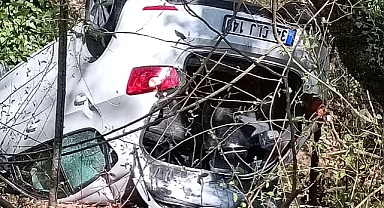 Şarampole yuvarlanan otomobilin sürücüsü yaralandı