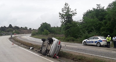 Takla atan otomobilde bir kişi yaralandı