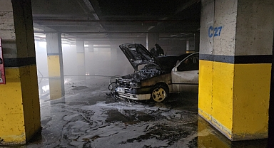 Hastane otoparkında yangın paniği