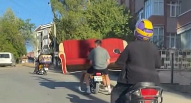 Safranbolu'da motosiklette tehlikeli taşımacılık