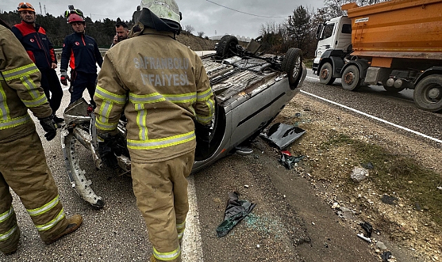 Takla atan araçtan burnu bile kanamadan çıktı