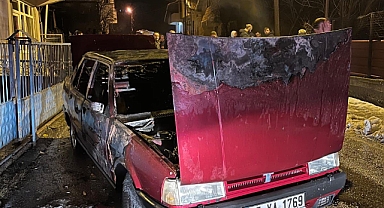 Park halindeki otomobil alevlere teslim oldu 