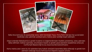 PARKI YAKANLAR HAKKINDA SUÇ DUYURUSUNDA BULUNULDU