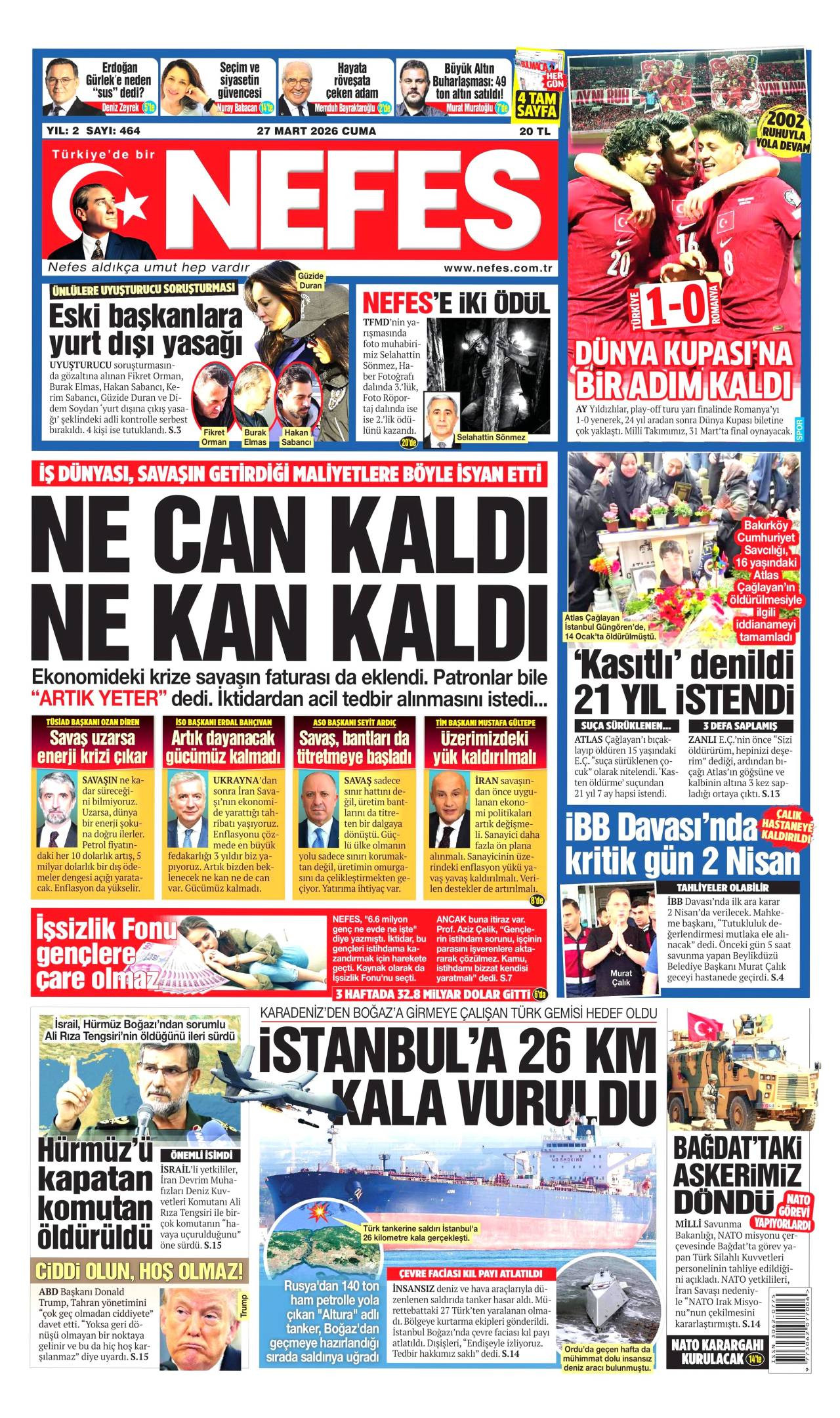 Nefes Gazetesi Gazete Manşeti