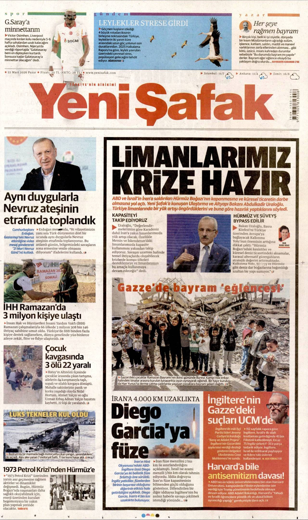 Yeni Şafak Gazete Manşeti